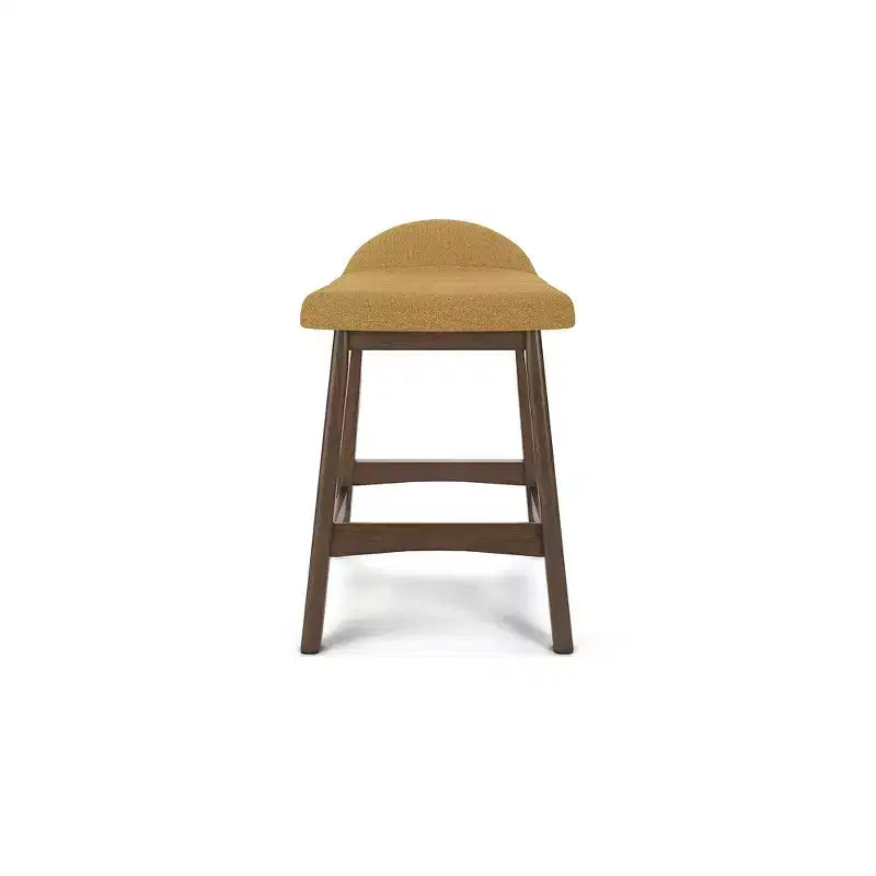 Tabouret de bar rembourré Lyncott hauteur comptoir avec coussin en mousse, lot de 2, moutarde