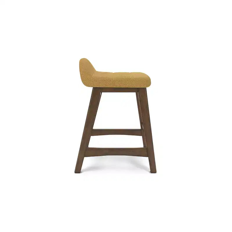 Tabouret de bar rembourré Lyncott hauteur comptoir avec coussin en mousse, lot de 2, moutarde