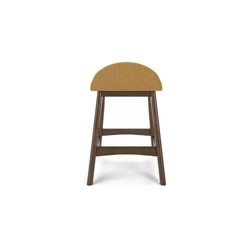 Tabouret de bar rembourré Lyncott hauteur comptoir avec coussin en mousse, lot de 2, moutarde
