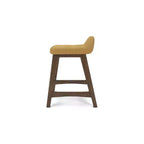 Tabouret de bar rembourré Lyncott hauteur comptoir avec coussin en mousse, lot de 2, moutarde