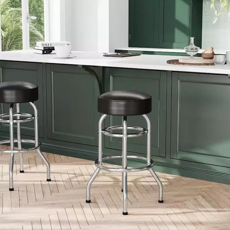 Tabouret de bar chromé à double anneau (lot de 2)