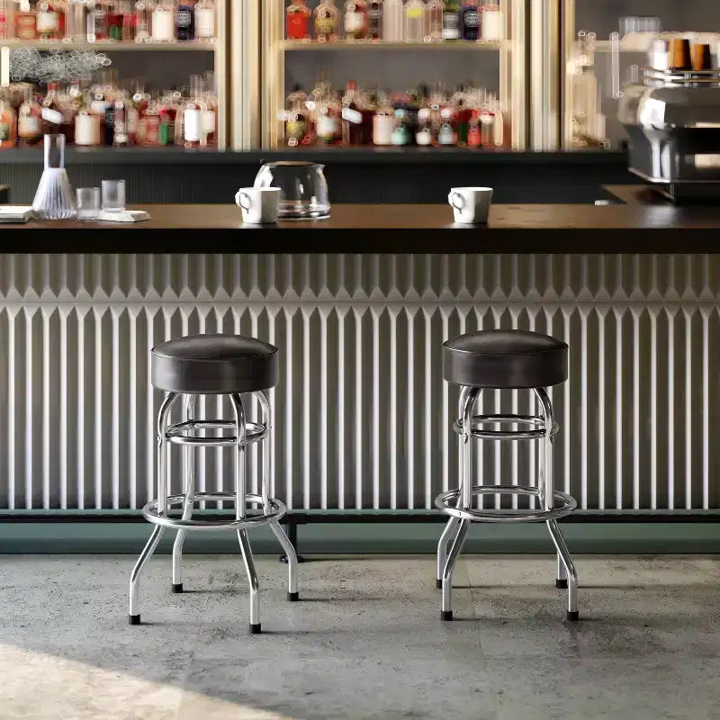 Tabouret de bar chromé à double anneau (lot de 2)