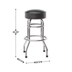 Tabouret de bar chromé à double anneau (lot de 2)