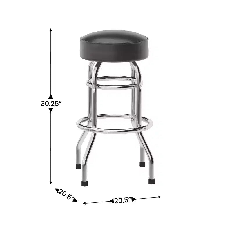 Tabouret de bar chromé à double anneau (lot de 2)