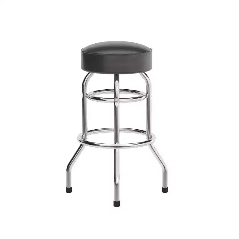 Tabouret de bar chromé à double anneau (lot de 2)
