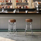 Tabouret de bar chromé à double anneau (lot de 2)