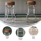 Tabouret de bar chromé à double anneau (lot de 2)