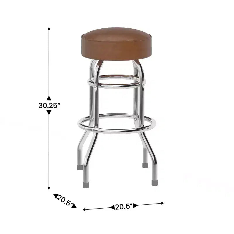 Tabouret de bar chromé à double anneau (lot de 2)