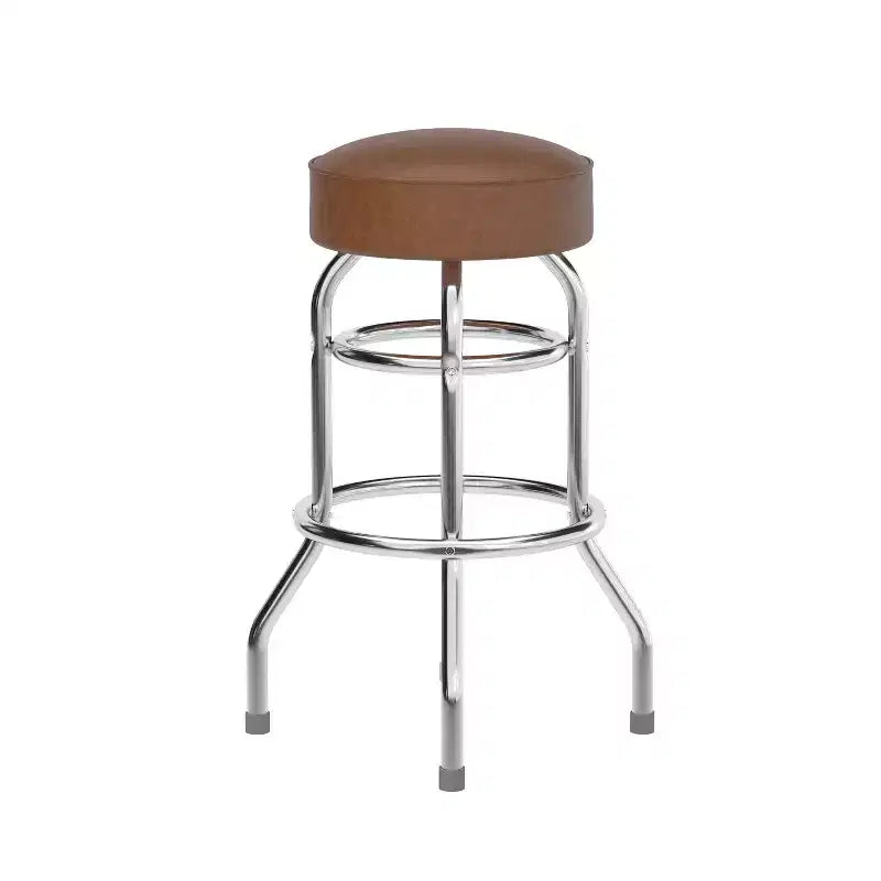 Tabouret de bar chromé à double anneau (lot de 2)