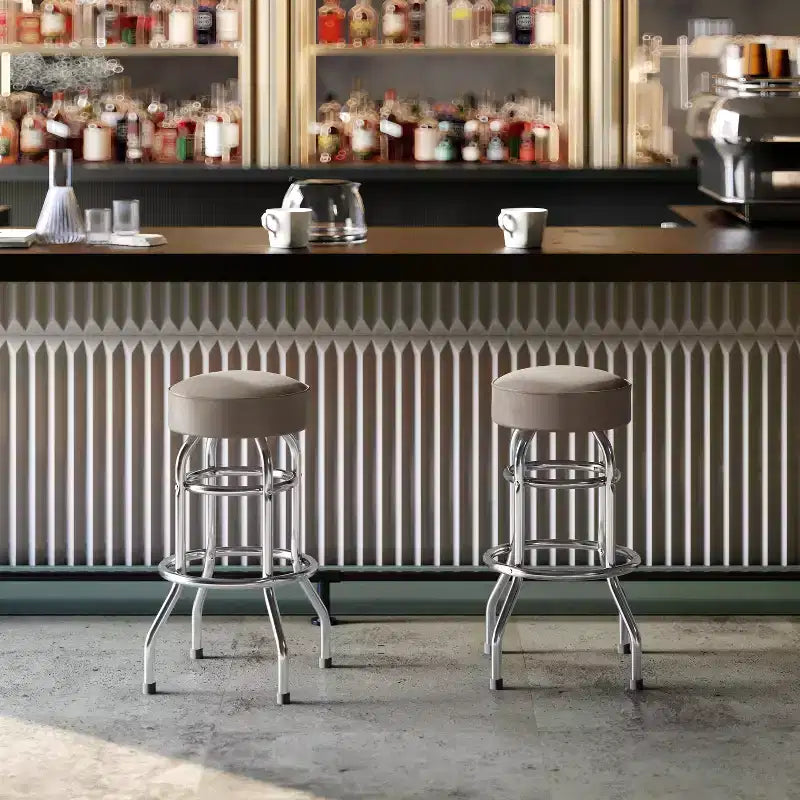 Tabouret de bar chromé à double anneau (lot de 2)