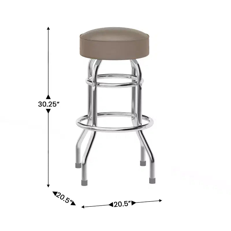 Tabouret de bar chromé à double anneau (lot de 2)