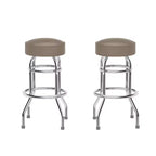 Tabouret de bar chromé à double anneau (lot de 2)