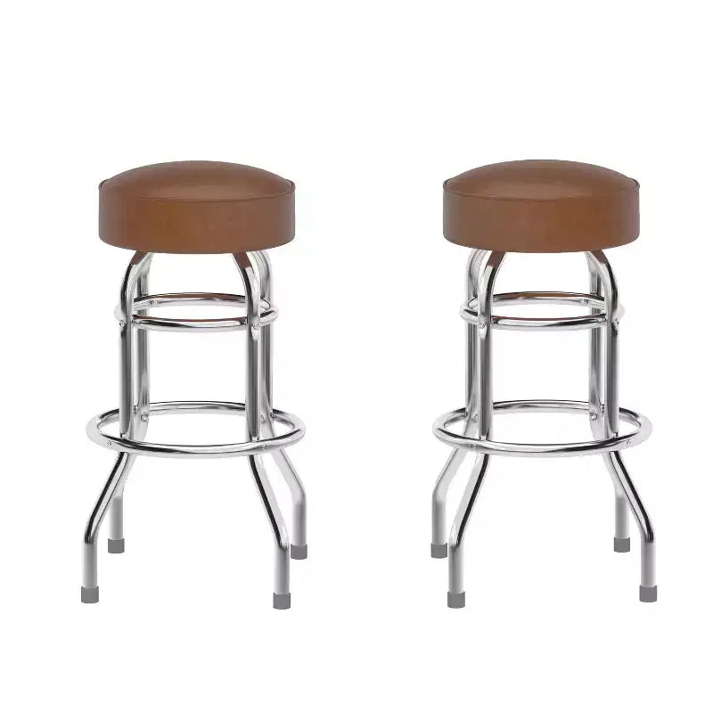 2 Pack Double Ring Chrome Barstool