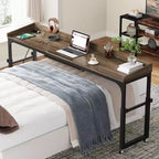 Table de lit réglable en hauteur avec roulettes et plateau inclinable