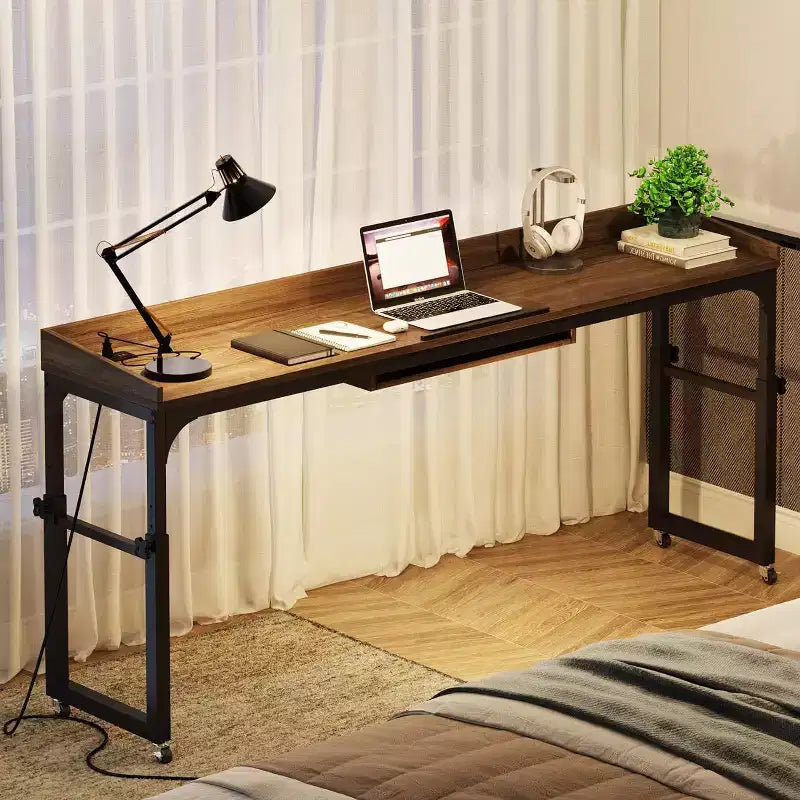 Table de lit réglable en hauteur avec roulettes et plateau inclinable
