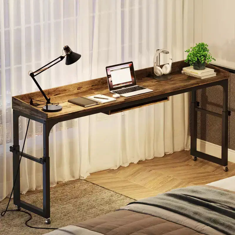 Table de lit réglable en hauteur avec roulettes et plateau inclinable