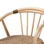 Ensemble de salle à manger 5 pièces en bois et rotin finition brun naturel Kyoto Modern Bohemian