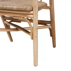 Ensemble de salle à manger 5 pièces en bois et rotin finition brun naturel Kyoto Modern Bohemian