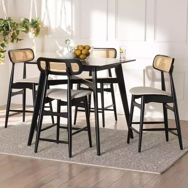 Baxton Studio Tarana Mid-Century Modern Wood 5-Piece Pub Set