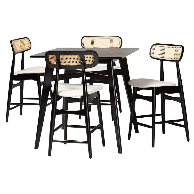 Ensemble de bar 5 pièces en bois Tarana Mid-Century Modern